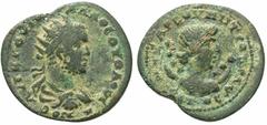 Roman Provincial Coins Cilicia, Anazarbus. Volusian. A.D. 251-253. Æ triassarion (25 mm, 8.95 g, 6 h). CY 270 (A.D. 251/2). Radiate, draped and cuirassed bust of Volusian right / Draped bust of Selene
