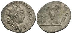 Roman Imperial Coins Saloninus. As Caesar, A.D. 255-259. AR antoninianus (20 mm, 2.36 g, 12 h). Colonia Agrippinensis, A.D. 258/9. Radiate and draped bust of Saloninus right / Priestly implements. RIC