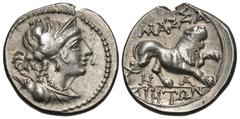 Greek Coins Gaul, Massalia. Ca. 130-121 B.C. AR tetrobol (15 mm, 2.68 g, 12 h). Draped bust of Artemis right, quiver at shoulder / ΜΑΣΣΑ-ΛIHTΩN, lion prowling right; between legs, H and A. Depeyrot 41