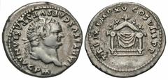 Roman Imperial Coins Titus. A.D. 79-81. AR denarius (19 mm, 3.36 g, 6 h). Rome, A.D. 80. IMP TITVS CAES VESPASIAN AVG P M, laureate head of Titus right / TR P IX IMP XV COS VIII P P, winged thunderbol