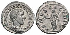 Roman Imperial Coins Gordian III. A.D. 238-244. AR denarius (20 mm, 3.50 g, 1 h). Rome, A.D. 240. IMP GORDIANVS PIVS FEL AVG, laureate, draped and cuirassed bust of Gordian III right / VENVS VICTRIX, 