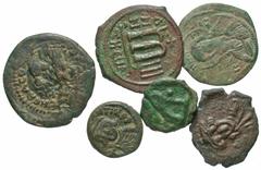 Group Lots [Byzantine]. Lot of six Æ. Includes: Phocas. Follis. Antioch. SB 671 // Heraclius. Follis. Constantinople. SB 805 // Constans II. 1/2 follis. Carthage. SB 1057 // Constans II. Follis. Sicil