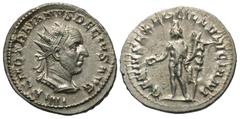Roman Imperial Coins Trajan Decius. A.D. 249-251. AR antoninianus (21 mm, 4.08 g, 12 h). Rome, A.D. 249. IMP C M Q TRAIANVS DECIVS AVG, radiate and cuirassed bust of Trajan Decius right / GENIVS EXERC