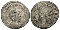 Roman Imperial Coins Salonina. Augusta, A.D. 254-268. BI antoninianus (20 mm, 3.62 g, 6 h). Samosata. Diademed and draped bust of Salonina right, resting on a crescent / Emperor standing right, receiv