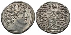 Greek Coins Seleukid Kingdom. Philip I Philadelphos. 95/4-76/5 B.C. AR tetradrachm (25 mm, 15.52 g, 1 h). Antioch on the Orontes. Diademed head of Philip I right / ΒΑΣΙΛΕΩΣ ΦΙΛΙΠΠΟΥ ΕΠΙΦΑΝΟΥΣ ΦΙΛΑΔΕΛΦ