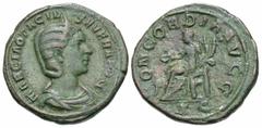 Roman Imperial Coins Otacilia Severa. Augusta, A.D. 244-249. Æ sestertius (30 mm, 19.88 g, 12 h). Rome, under Philip I, A.D. 246. OTACIL SEVERA AVG, diademed and draped bust of Otacilia Severa right /