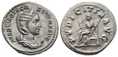 Roman Imperial Coins Otacilia Severa. Augusta, A.D. 244-249. AR antoninianus (23 mm, 5.28 g, 7 h). Rome. MARCIA OTACIL SEVERA AVG, draped bust of Otacilia Severa right, set on crescent / PVDICITIA AVG