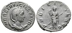Roman Imperial Coins Herennia Etruscilla. Augusta, A.D. 249-251. AR antoninianus (22 mm, 4.30 g, 8 h). Rome, under Trajan Decius, A.D. 250. HER ETVSCILLA AVG, diademed and draped bust of Herennia Etru