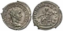 Roman Imperial Coins Volusian. A.D. 251-253. AR antoninianus (22 mm, 3.04 g, 7 h). Rome, A.D. 253. IMP CAE C VIB VOLVSIANO AVG, radiate, draped and cuirassed bust of Volusian right / IVNONI MARTIALI, 