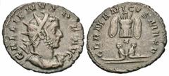 Roman Imperial Coins Gallienus. A.D. 253-268. AR antoninianus (21 mm, 2.99 g, 6 h). Colonia Agrippinensis, A.D. 258/9. GALLIENVS AVG, radiate and cuirassed bust of Gallienus right / GERMANICVS MAX V, 