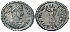 Roman Imperial Coins Constantius II. A.D. 337-361. AR siliqua (18 mm, 1.96 g, 6 h). Lugdunum, A.D. 360-361. D N CONSTAN-TIVS P F AVG, diademed, draped and cuirassed bust of Constantius II right / VICT