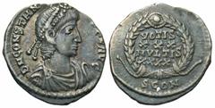 Roman Imperial Coins Constantius II. A.D. 337-361. AR siliqua (16 mm, 1.92 g, 12 h). Arelate, A.D. 351-354. D N CONSTAN-[TIVS P] F AVG, diademed, draped and cuirassed bust of Constantius II right / VO