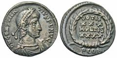 Roman Imperial Coins Constantius II. A.D. 337-361. AR siliqua (16 mm, 2.14 g, 5 h). Arelate, A.D. 351-354. D N CONSTANTIVS P F AVG, diademed, draped and cuirassed bust of Constantius II right / VOTIS/