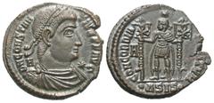 Roman Imperial Coins Constantius II. A.D. 337-361. Æ centenionalis (22 mm, 5.02 g, 6 h). Siscia, under Vetranio, A.D. 350. D N CONSTAN-TIVS P F AVG, diademed, draped and cuirassed bust of Constantius 