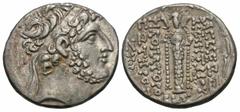 Greek Coins Seleukid Kingdom. Demetrios III Eukairos. 97/6-88/7 B.C. (28 mm, 16.02 g, 12 h). Damaskos, S.E. 222 (91/0 B.C.) Diademed head of Demetrios III right with short curly beard / ΒΑΣΙΛΕΩΣ ΔΗΜΗΤ