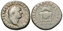 Roman Imperial Coins Titus. A.D. 79-81. AR denarius (17 mm, 3.14 g, 4 h). Rome, January-June A.D. 80. IMP TITVS CAES VESPASIAN AVG P M, laureate head of Titus right / TR P IX IMP XV COS VIII, throne. 