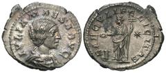 Roman Imperial Coins Julia Maesa. Augusta, A.D. 218-224/5. AR denarius (20 mm, 3.03 g, 11 h). Rome, under Elagabalus, A.D. 220-222. IVLIA MAESA AVG, draped bust of Julia Maesa right / SAECVLI FELICITA