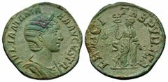 Roman Imperial Coins Julia Mamaea. Augusta, A.D. 222-235. Æ sestertius (29 mm, 13.37 g, 12 h). Rome, under Severus Alexander, A.D. 228. IVLIA MAMA-EA AVGVSTA, diademed and draped bust of Julia Mamaea 