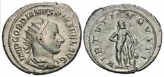 Roman Imperial Coins Gordian III. A.D. 238-244. AR antoninianus (23 mm, 4.35 g, 12 h). Rome, A.D. 240. IMP GORDIANVS PIVS FEL AVG, radiate, draped and cuirassed bust of Gordian III right / VIRTVTI AVG