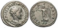 Roman Imperial Coins Gordian III. A.D. 238-244. AR antoninianus (22 mm, 4.47 g, 12 h). Antioch, A.D. 238/9. IMP CAES M ANT GORDIANVS AVG, radiate, draped and cuirassed bust of Gordian III right / VICT