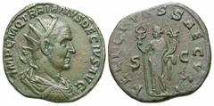 Roman Imperial Coins Trajan Decius. A.D. 249-251. Æ double sestertius (33 mm, 30.82 g, 12 h). Rome, A.D. 250. IMP C M Q TRAIANVS DECIVS AVG, radiate, draped and cuirassed bust of Trajan Decius right /