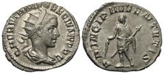 Roman Imperial Coins Herennius Etruscus. As Caesar, A.D. 250-251. AR antoninianus. Rome, under Trajan Decius, A.D. 250. Q HER ETR MES DECIVS NOB C, radiate and draped bust of Herennius Etruscus right 