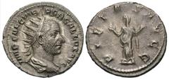 Roman Imperial Coins Trebonianus Gallus. A.D. 251-253. AR antoninianus (22 mm, 3.82 g, 6 h). Rome. IMP CAE C VIB TREB GALLVS AVG, radiate, draped and cuirassed bust of Trebonianus Gallus right / PIETA