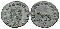 Roman Imperial Coins Gallienus. A.D. 253-268. Æ antoninianus (20 mm, 4.03 g, 12 h). Rome, A.D. 267/8. GALLIENVS AVG, radiate head of Gallienus right / LIBERO P CONS AVG, Panther standing left; B in ex