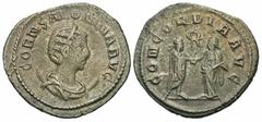 Roman Imperial Coins Salonina. Augusta, A.D. 254-268. AR antoninianus (23 mm, 3.54 g, 1 h). Antioch, A.D. 260-268. CORN SALONINA AVG, diademed and draped bust of Salonina right, resting on a crescent 