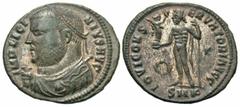 Roman Imperial Coins Licinius I. A.D. 308-324. Æ follis (20 mm, 2.83 g, 5 h). Cyzicus, A.D. 317-320. IMP LICINIVS AVG, drped and diademed bust of Licinius I right, holding mappa, orb, and scepter / IO