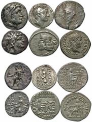 Group Lots [Greek & Roman Imperial]. Lot of six AR. Includes: Mecdonian Kingdom. Alexander III. Drachm // Seleukid Kingdom. Alexander I Balas. Drachm // Seleukid Kingdom. Demetrios I Soter. Drachm // 