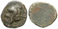 Greek Coins Cyprus, Salamis. Euelthon. Ca. 560/15-480 B.C. AR 1/12 siglos (10 mm, 0.88 g). Head of ram left; above and below, Cypriot "[e]-lu" / Blank. Bank of Cyprus 7; BMC 8. Rare. Toned. Very fine.