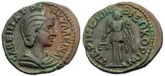 Roman Provincial Coins Thrace, Perinthus. Tranquillina. Augusta, A.D. 241-244. Æ (24 mm, 6.83 g, 7 h). Diademed and draped bust of Tranquillina right / Nemesis standing facing, head left, holding scal