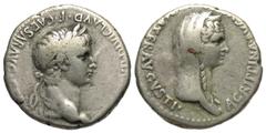 Roman Provincial Coins Cappadocia, Caesarea. Nero, with Agrippina II. A.D. 54-68. AR didrachm (20 mm, 7.15 g, 12 h). AD 54-56. Laureate head of Nero right / Veiled and draped bust of Agrippina minor r
