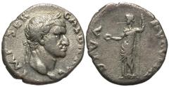Roman Imperial Coins Galba. A.D. 68-69. AR denarius (16 mm, 3.23 g, 6 h). Rome. IMP SER GALBA AVG, laureate head of Galba right / DIVA AVGVSTA, Livia standing facing, head left, holding patera and sce