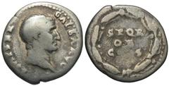 Roman Imperial Coins Galba. A.D. 68-69. AR denarius (17 mm, 2.93 g, 7 h). Rome, A.D. 68. IMP SER GALBA AVG, bare head of Galba right / S P Q R / OB / C S in three lines within oak-wreath. RIC 167; BMC