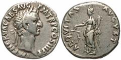 Roman Imperial Coins Nerva. A.D. 96-98. AR denarius (17 mm, 3.4 g, 6 h). Rome, A.D. 97. IMP NERVA CAES AVG P M TR P II COS III P P, laureate head of Nerva right / AEQVITAS AVGVST, Aequitas standing fa