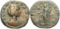 Roman Imperial Coins Julia Maesa. Augusta, A.D. 218-224/5. Æ sestertius (29 mm, 23.07 g, 12 h). Rome, under Elagabalus, A.D. 220-222. IVLIA MAESA AVG, draped bust of Julia Maesa right / SAECVLI FELICI