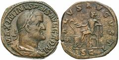 Roman Imperial Coins Maximinus I 'Thrax'. A.D. 235-238. Æ sestertius (28 mm, 21.69 g, 12 h). Rome, A.D. 236/7. MAXIMINVS PIVS AVG GERM, laureate, draped and cuirassed bust of Maximinus I right / SALVS