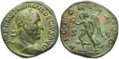 Roman Imperial Coins Trajan Decius. A.D. 249-251. Æ sestertius (28 mm, 19.47 g, 1 h). Rome, A.D. 249/50. IMP C M Q TRAIANVS DECIVS AVG, laureate and cuirassed bust of Trajan Decius right / VICTORIA AV