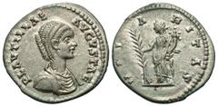 Roman Imperial Coins Plautilla. Augusta, A.D. 202-205. AR denarius (19 mm, 2.80 g, 12 h). Laodicea, under Septimius Severus and Caracalla, A.D. 202. PLAVTILLAE AVGVSTAE, draped bust of Plautilla right