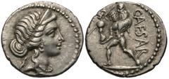 Roman Imperatorial Coins Julius Caesar. 48-47 B.C. AR denarius (17 mm, 3.74 g, 7 h). Military mint traveling with Caesar in North Africa. Diademed head of Venus right / CAESAR, Aeneas advancing left, 