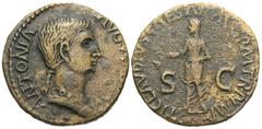 Roman Imperial Coins Antonia Minor. Augusta, A.D. 37 and 41. Æ dupondius (26 mm, 9.98 g, 5 h). Rome, under Claudius, ca. A.D. 41-50. ANTONIA AVGVSTA, draped bust of Antonia right / TI CLAVDIVS CAESAR 
