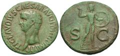 Roman Imperial Coins Claudius. A.D. 41-54. Æ as (29 mm, 11.98 g, 7 h). Rome, A.D. 42/3. TI CLAVDIVS CAESAR AVG P M TR P IMP P P, bare head of Claudius left / S C across field, Minerva standing right, 