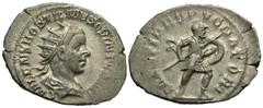 Roman Imperial Coins Hostilian. As Caesar, A.D. 251. AR antoninianus (23 mm, 3.72 g, 12 h). Rome, under Trajan Decius, A.D. 251. C VALENS HOSTIL MES QVINTVS [N C], radiate and draped bust of Hostilian