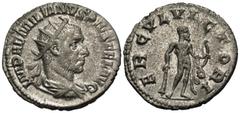 Roman Imperial Coins Aemilian. A.D. 253. AR antoninianus (21 mm, 2.80 g, 7 h). Rome. IMP AEMILIANVS PIVS FEL AVG, radiate, draped and cuirassed bust of Aemilian right / ERCVL VICTORI, Hercules standin