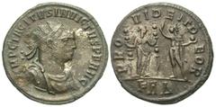 Roman Imperial Coins Tacitus. A.D. 275-276. Æ antoninianus (22 mm, 3.49 g, 5 h). Serdica, June, A.D. 276. IMP C TACITVS INVICTVS P F AVG, radiate, draped and cuirassed bust of Tacitus right / PRO-VIDE