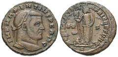 Roman Imperial Coins Maxentius. A.D. 306-312. Æ follis (25 mm, 9.43 g, 6 h). Carthage, A.D. 307. IMP MAXENTIVS P F AVG, laureate head of Maxentius right / [CONSERVATOR] AFRICAE SVAE, Africa standing f