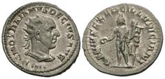 Roman Imperial Coins Trajan Decius. A.D. 249-251. AR antoninianus (21 mm, 4.08 g, 12 h). Rome, A.D. 249. IMP C M Q TRAIANVS DECIVS AVG, radiate and cuirassed bust of Trajan Decius right / GENIVS EXERC