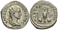 Roman Imperial Coins Herennius Etruscus. As Caesar, A.D. 250-251. AR antoninianus (20 mm, 4.63 g, 12 h). Rome. Q HER ETR MES DECIVS NOB C, radiate, draped and cuirassed bust of Herennius Etruscus righ